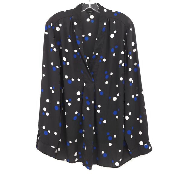 Talbots Tops - Talbots shall collar V-neck blouse Plus Size 2X black polka dot popover